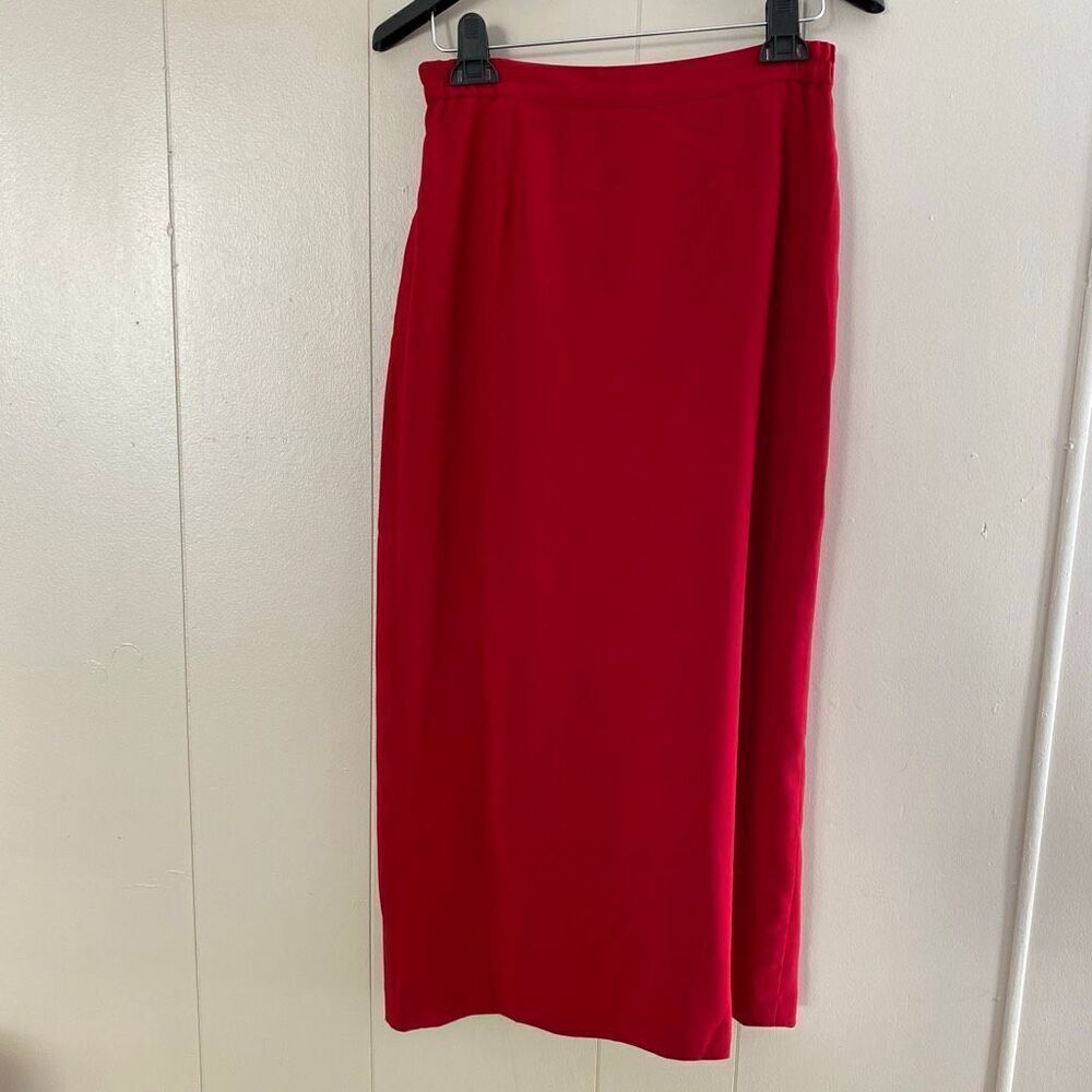 Tiffany Collection Red Midi Skirt Size 8 Vintage Classic High Waist Pencil Skirt